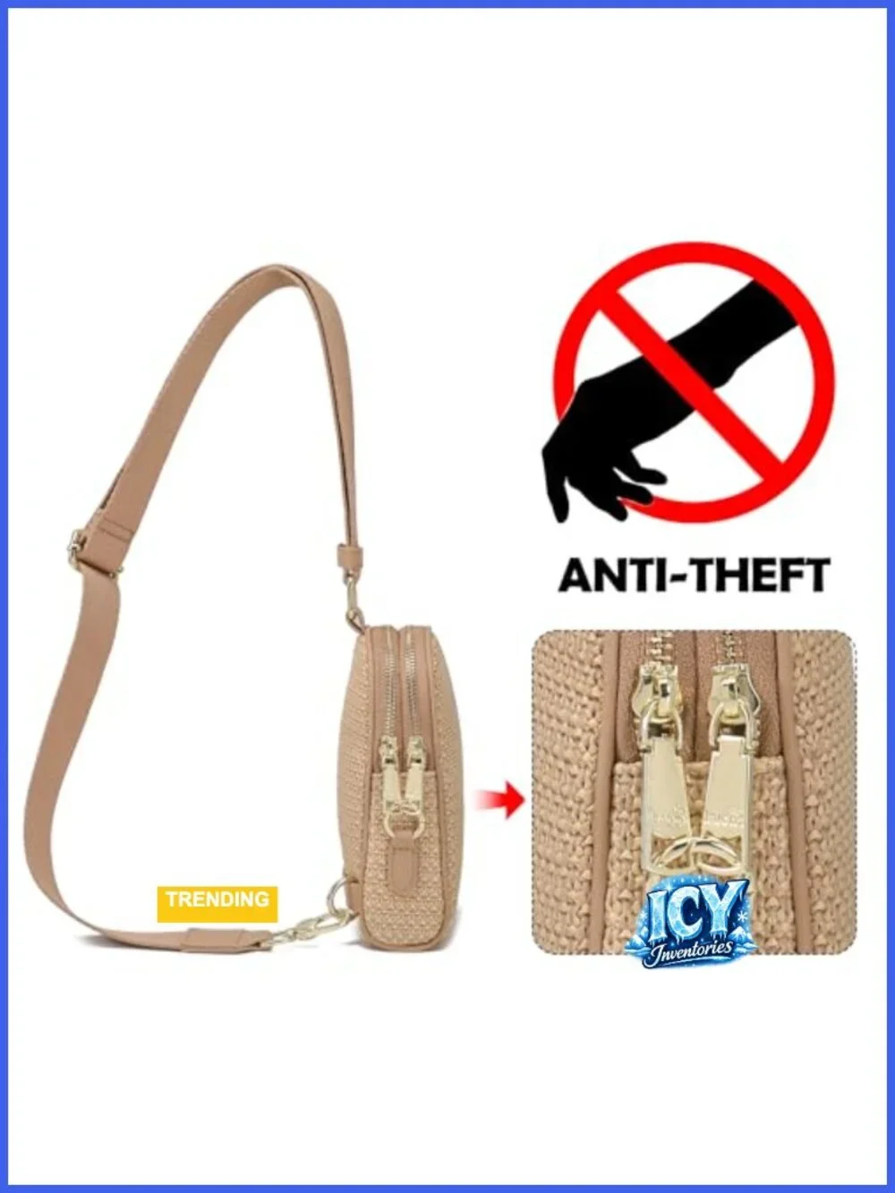 Faux Straw Crossbody Bag for Women Lightweight Summer Beach Sling Purse with